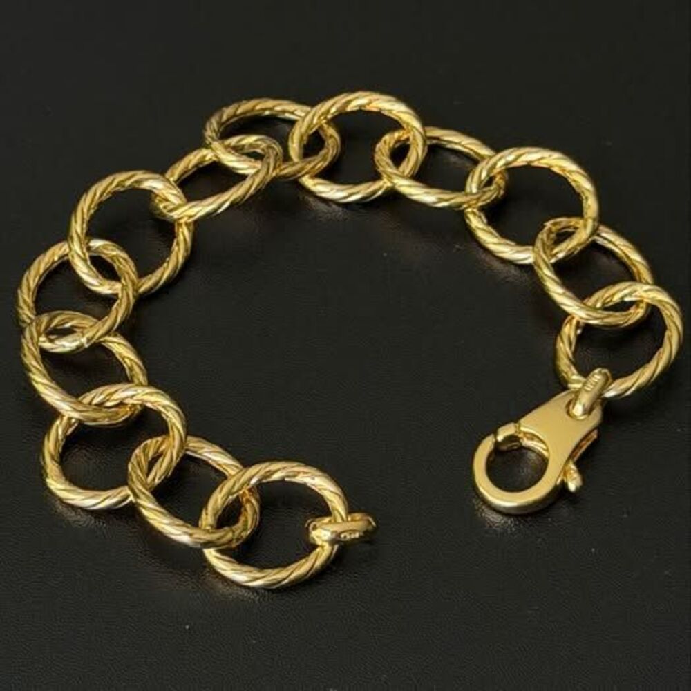 Italian Sterling Silver Gold Plated Link Bracelet 7.5” Adjustable | Quiet Luxury